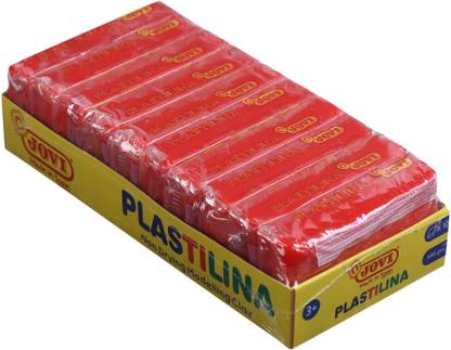 Jovi 10 Bars of Red Plastilina Non-Drying Modelling Clay - 50g Each - Art Clay