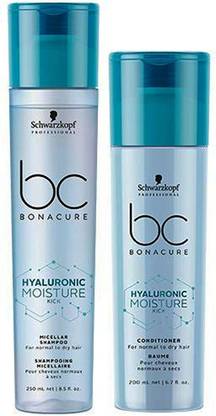 Schwarzkopf Professional Original BC BonaCure Hyaluronic Moisture Kick Micellar shampoo(250ML)+Spray Conditioner (200 ml)- For Normal To Dry Hair