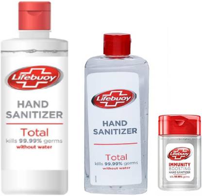 LIFEBUOY IMMUNITY BOOSTING HAND SANITIZER. ( TYPE :- TOTAL 10 ) ( MONEY SAVER COMBO OFFER ) BOTTLE - 500ML & 190ML & 50ML Hand Sanitizer Bottle