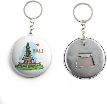 AVI Metal Keychain White Bali Indonesia Travel Souvenir R7002175 Key Chain
