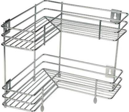 AK HUB Utensil Kitchen Rack Steel Multipurpose Use ( 2 Layer ) Stailess Steel Storage