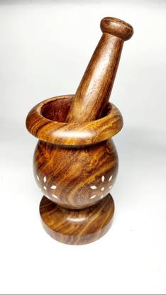 SMART KITCHEN Wooden Large Size Okhli Masher/Mortal/Pastel for Kitchen (Pestle and Mortar Set) Wood Masher