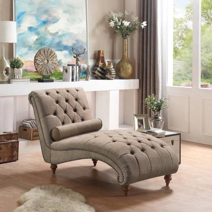 Decorhand Fabric Single Modern Lounge Lazy Sofa Bed Chair Recliner Couch Wooden Legs for Home Living Room Bedroom Rest Room Solid Wood Living Room Chair