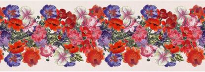 WALLDESIGN 609.6 cm Multicolor Flowers With Running Branches Border Wallpaper - 5.25 inch width by 20 ft length - Extra Large Self Adhesive Sticker
