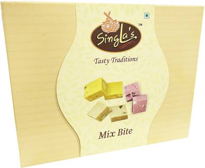 Singla Sweets Mix Bite Burfi 400g Delicious Barfi Sweet Box