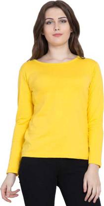 Casual Solid Women Yellow Top
