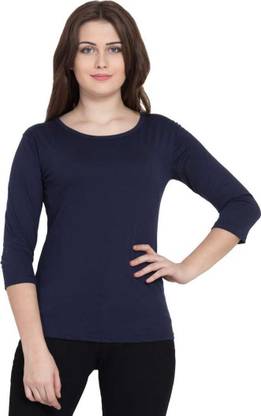 Casual Solid Women Dark Blue Top