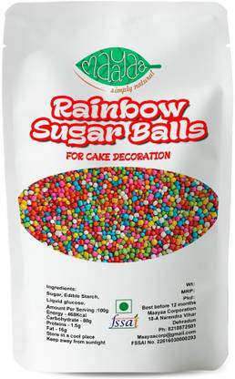 Maayaa - Simply Natural Sugar Balls Rainbow Sprinkles Cake Decoration 100g Sprinkles
