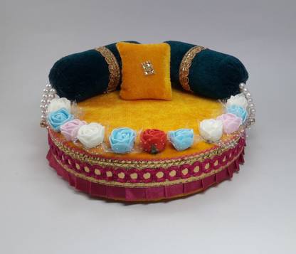 R D Handicraft Thakur ji Singhasan, Laddu Gopal ji Singhasan, Bal Gopal ji Singhasan Usable 4 to 7 no Laddu Gopal ji Silk All Purpose Chowki