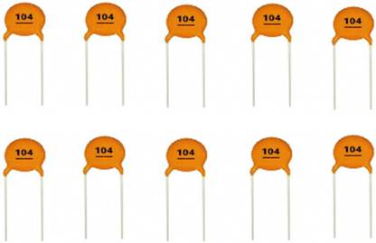 Technical hut 10 Pieces 0.1uF - (104) Ceramic Capacitor Electronic Components Electronic Hobby Kit