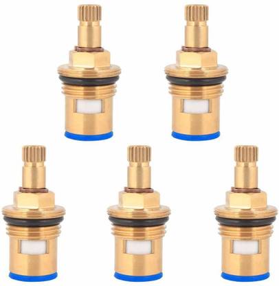 NEW WARE Brass Ceramic Disc Cartridge Quarter Turn 1/2" for Bathroom Kitchen Tap Faucet Valve (Hot and Cold) Pack of 5 Nos (40 gm/Pc) Standard Size Spindle for tap Check Valves