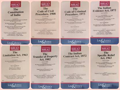Combo Sale Of 8 Bare Acts (2021 EDITION) For Law Students/Judiciary Aspirants CPC,CrPC,Constitution,Transfer Of Property,Specific Relief Act,Contract Act,Limitation Act,Evidence Act