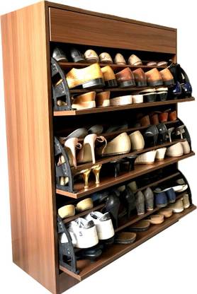 Wabi Wabi Shoe Rack 36 shoe Pairs Double Capacity Flip Down Door Dark Wenge Matt Engineered Wood Shoe Rack