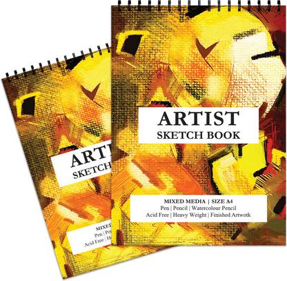 Paper Parwana Texture Design Artist Sketch Drawing Book ( Set of 2) A4 Size 50 Sheets Sketch Pad