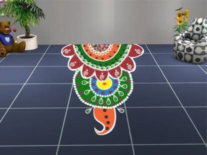 Kmc kidoz 60 cm Medium Floor Art Beautiful Rangoli Wall Stickers Self Adhesive Sticker