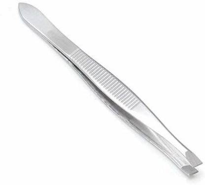 Top Select Metal Flat Tip Tweezer and Plucker, Silver, 50 g (Pack of 1)