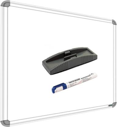 SRIRATNA Non Magnetic Non Magnetic 1.5 X 2 feet Glossy White Board, One Side White Board Marker and Reverse Side Green Chalk Board Surface Whiteboard with 1 Duster And 1 Marker, Whiteboards and Duster Combos