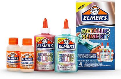 Elmer's Slime Supplies Kit, Include Metallic Glue, Magical Liquid Slime Activator, 4 Piece Kit