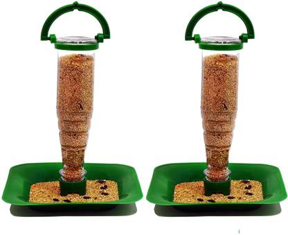 AMIJIVDAYA Nano Bird Feeder for Food (Green, 2 Piece) Window Bird Feeder