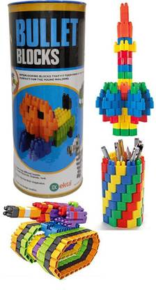 Simransh Bullet Building Blocks Canister Set for Kids || Multicoloured Educational Bullet Blocks for Kids || Learning & Creativity Puzzle Game Canister for 3+ Years - Multi Colour