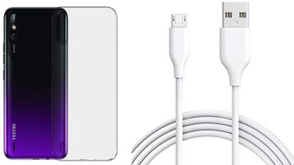 putku creations Back Cover for TECNO SPARK GO KC1, Combo Accessories Transparent Backcase With Micro USB Cable 2.1 AMP