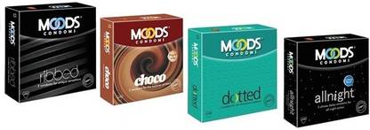MOODS Mini Travel 3'sX4 pack ( Ribbed 3's+Choco 3's +Dotted 3's +All Night 3's ) Condom