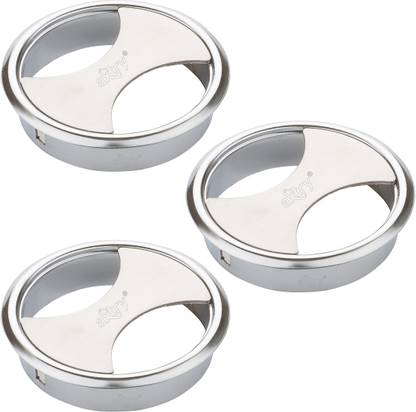 Axtry Pack of 3, (2.5 Inch) Cable Manager / Cable Hole Cover Grommet / Wire Cable Organiser/ Table Wire Manager Chrome Finish Wire Hole Cover
