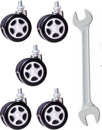 Biway Threaded Twin Castor Revolving Chair Wheel Black Set of 5 Appliance Furniture Caster