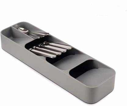 Kentoza Cutlery Kitchen Rack Plastic Compact Drawer Organizer, Kitchen Cutlery Spoon Fork Storage Holder Rack, Kitchen Utensil Tray Cutlery Kitchen Rack (Plastic)
