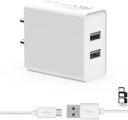 ShopMagics Wall Charger Accessory Combo for Micromax Canvas Mega, Micromax Bolt Q325, Micromax Bolt Q333, Micromax Canvas Play 4G, Micromax Canvas Fire 4G, Micromax Bolt Q370, Micromax Canvas Nitro 3 E455, Micromax X805, Micromax X601, Micromax Canvas Sliver 5, Micromax Canvas Hue 2 A316, Micromax Canvas Doodle 4 Q391, Micromax Canvas Fire 3 A096, Micromax Unite 3 Q372 Charger | Dual Port Charger Original Adapter Like Wall Charger | 2-Port USB Charger | Mobile Power Adapter | Fast Charger | Android Smartphone Charger | Battery Charger | High Speed Travel Charger With 1 Meter Micro USB Cable | Charging Cable | Data Cable