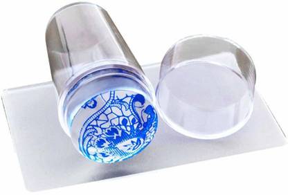 TREXEE Soft Silicone Jelly Nail Stamper Scraper Nail Art Tool Nail Art Stamper With Scraper Nail Stamping Head With A Lid Big Scraper For DIY Nail Art Stamping Plates