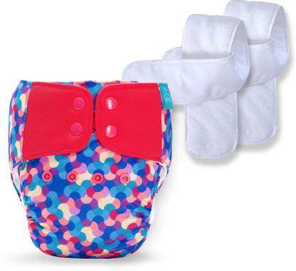 bumberry Baby Pocket Diaper 2.0- Waterproof Reusable & Adjustable Cloth Diaper with leg gusset, wetfree lining & 2 extralong wetfree Inserts (6 -36 months, Mosaic)