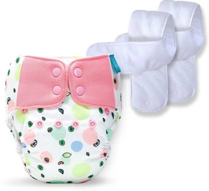 bumberry Baby Pocket Diaper 2.0- Waterproof Reusable & Adjustable Cloth Diaper with leg gusset, wetfree lining & 2 extralong wetfree Inserts (6 -36 months, Fruityline)