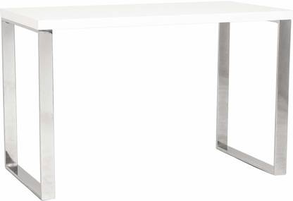 DG DEXAGLOBAL Beauty Study Desk Table for Home and Office | White Finish with Stainless Steel Legs Engineered Wood Study Table