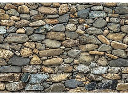 WALLDESIGN 304.8 cm Different Natural Stone Brick Pattern Wall Border - 3 inch width by 10 ft length - Small Self Adhesive Sticker