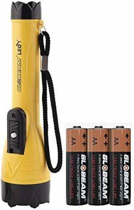 GLOBEAM Leo LED Light Torch Made in India Operate on 3 AA Size Batteries (Battery 3 Pcs. AA Size Worth Rs. 45/- are Included with The Torch Light) Torch