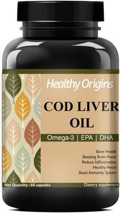Healthy Origins Cod Liver Oil Capsules for Heart and Brain health Ultra