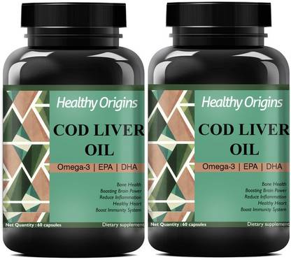Healthy Origins Cod Liver Oil Capsules | for Immunity (Pack Of 2) Ultra