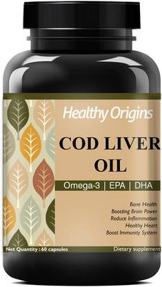 Healthy Origins Cod Liver Oil Capsules for Heart and Brain health