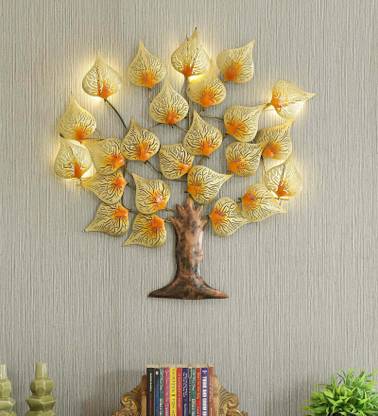 Kyzer Collection Iron gold copper leaf tree with LED - Tree Wall Decor lighing tree - Wall decoration - Home Decor - Living room Décor - Bedroom Décor