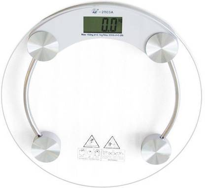 Maliko Personal Human Body Weight Machine 2003A Transparent Round Glass Weighing Scale
