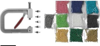 Sianna Collections Beads Punching Machine Kit/DIY Manual Beading Machin/Pearl Setting Machine No Hole Nailed Bead Machine Manual Beads Setting Machine, Including 9 Packets of Beads and 1 Packet Pearl Setting Pin