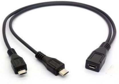 TECHGEAR Micro USB Cable 0.2 m Micro USB 2.0 Splitter Y 1 Female to Dual Male Data Sync Charging Cable Extension Cord for Android Smart Mobile Phone (Black)