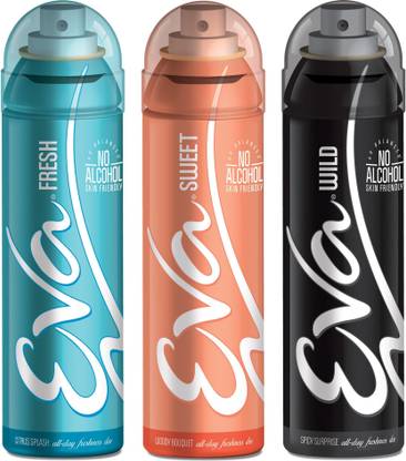 EVA Deodorant Spray, Fresh, Wild & Sweet ,125ml - Combo 3 Deodorant Spray  -  For Women