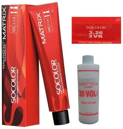 MATRIX 3.26 VR VLOLET RED DRAD BROWN + 20 vol developer , SOCOLOR (VIOLET RED DRAK BROWN)