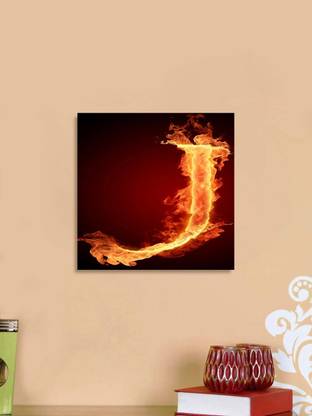 Framed Canvas Wall Art Decoration J Letter Fire Digital Print Poster N&WCP-2801 Canvas Art