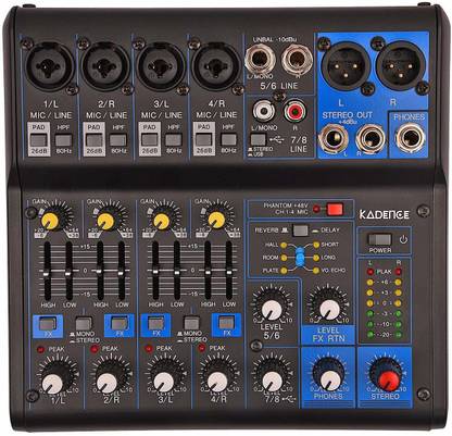 Xtreme Acoustics AG08 , 8 Channel USB Mixer with 48v phantom power and delay and reverb effect Analog Sound Mixer