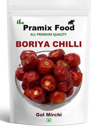 Pramix Whole Red Dry Boriya Chilli | Spicy Round Chillies | GOL Mirchi, 150g