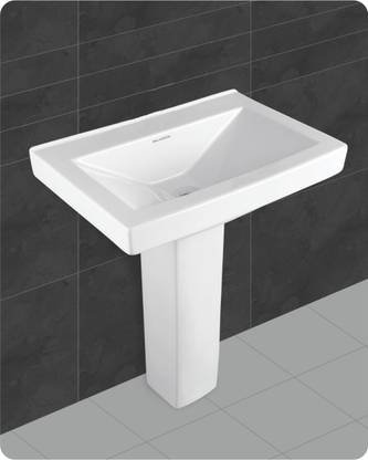 BM BELMONTE Ceramic Big / Large Pedestal Wash Basin LCD 26 Inch x 18 Inch for Bathroom / Washroom / Toilet / Dining Pedestal Basin