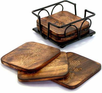 DIVINE Square Wood Coaster Set